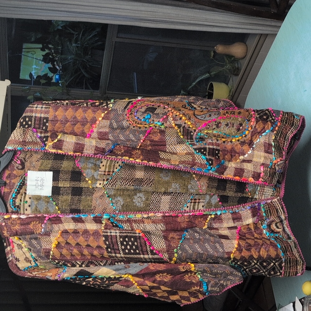 John Mark Multicolor Patchwork Cardigan - image 1
